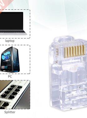 100Pcs 8P8C UTP RJ45 Cat6 Connector Socket Unshielded Gold P