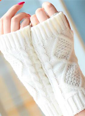 1Pair Knitting Fingerless Gloves Women Half Finger Gloves Ar