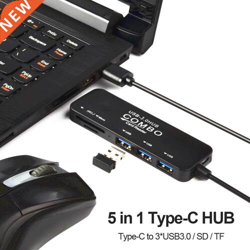 5 in 1 USB C HUB Type C to Multi Ports USB 3.0 TF Card Reade
