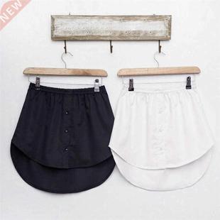 Women Fake Shirt Irregular Skirt Blouse Tail Hem Cotton Deta