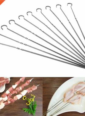 10PCS 40CM BBQ Barbecue Stainless Steel Grilling Kabob Kebab