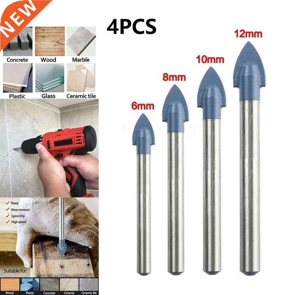 4pcs 6-12mm Triangle Drill Bit Glass Tile Cement Wall Drilli
