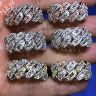 2022 New Iced Out Bling Men Finger Jewelry Full Paved Rectan
