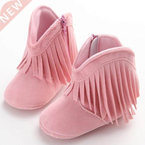 Moccasin Baby Kids Girls Solid Fringe Boots Shoes Infant Sof