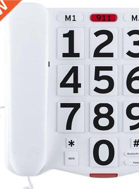 Large Letter Key Landline, Wired Desktop Phone With Handset,