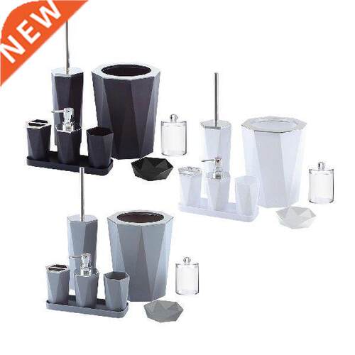 7x Bathroom Decor Sets Lotion Bottle Garbage Can Cup and