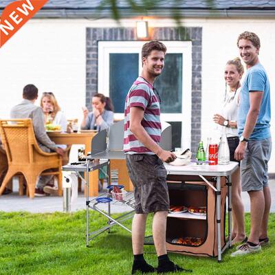 Goplus Foldable Camping Table Outdoor BBQ Portable Grilling
