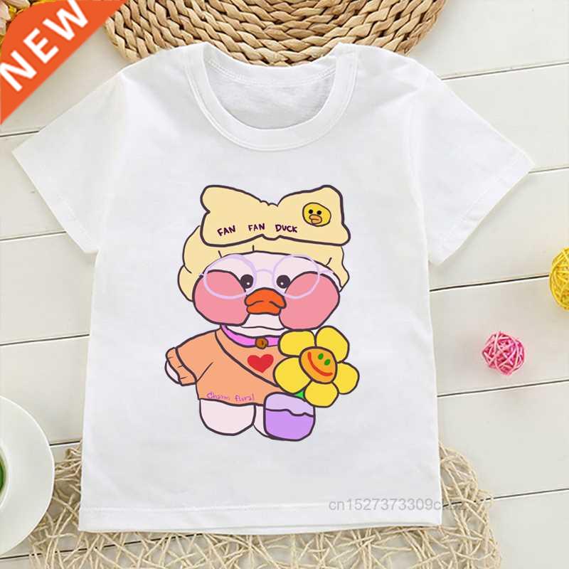 2022 New Lalafanfan T Shirt Kawaii Cafe Duck Plush Toy Print