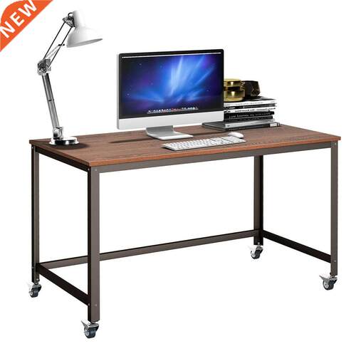 Costway Rolling Computer Desk Metal Frame PC Laptop Table