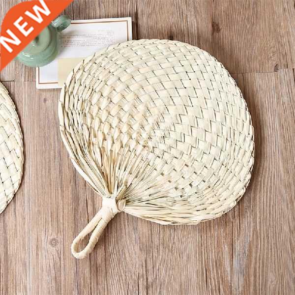 Handmade Woven Straw Hand Fans Weaving Handheld Palm Leaf