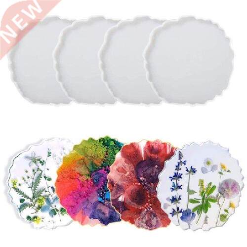 4 Pcs Agate Geometry Coaster Epoxy Resin Mold Cup Mat Mug