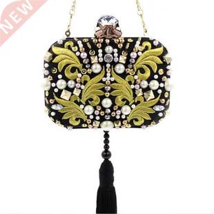 Luxury Women Bag Evening Clutch Bags Vintage Tassel Pearl Ev