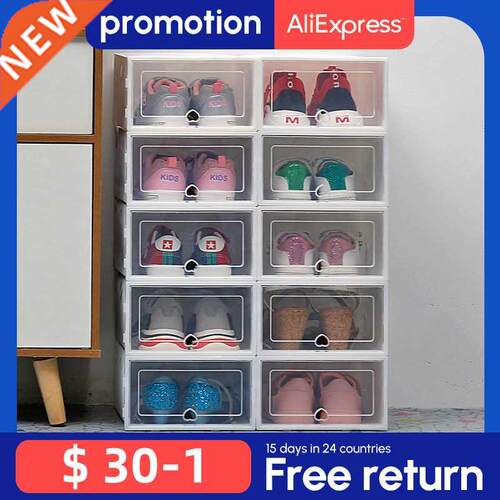 6Packs Transparent Shoe Box Shoes Organizers Plastic Thicken