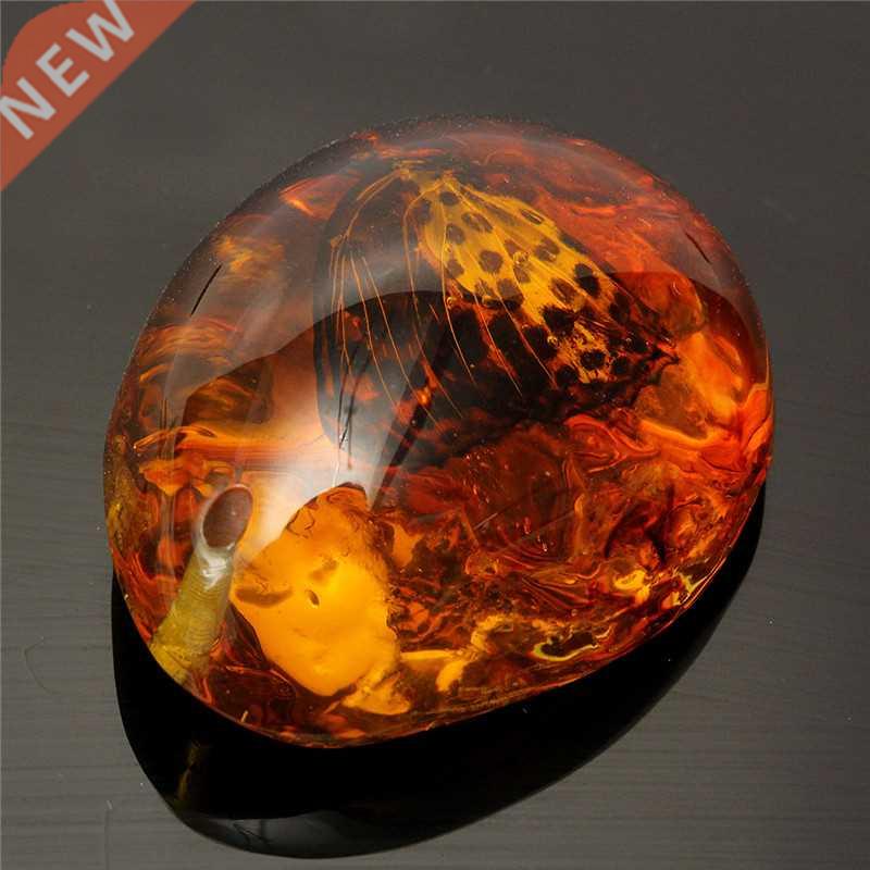 5*4cm Beautiful Amber Butterfly Insects Stone Pendant Neckla
