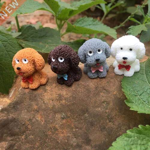 4Pcs  Beautiful Teddy Ornament Toy Dog Pendant Figurines