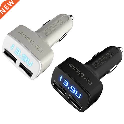 4 In 1 USB Car Charger Voltmeter Volt Current Temperature Me