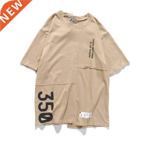 Kanye West Spoof Asymmetric Men Summer 350 T-Shirts Hip Hop