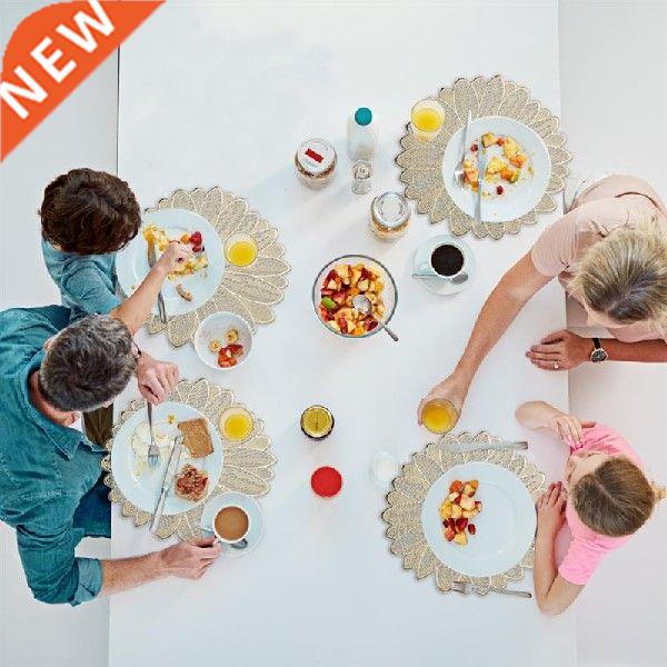 4pcs PVC Hollow Insulation Coaster Pads Table Bowl Mats