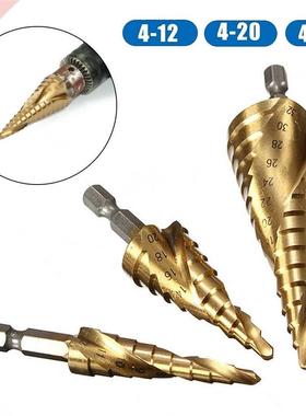 Pcs Hex HSS Spiral Grooved Step Cone Drill Bits 4-12mm/20mm