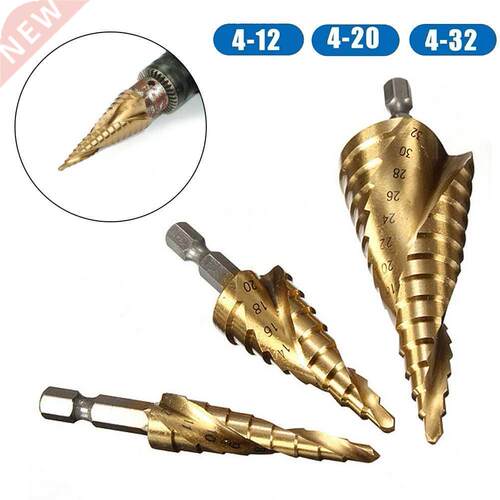 Pcs Hex HSS Spiral Grooved Step Cone Drill Bits 4-12mm/20mm