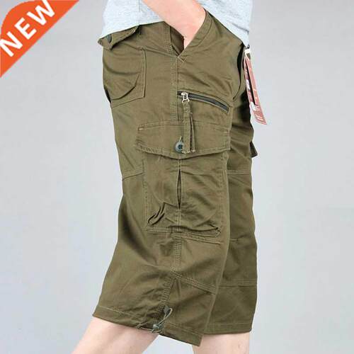 Knee Length Cargo Shorts Men's Summer Casual Cotton Multi Po