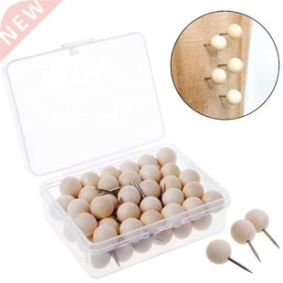 60 Pcs Round Wooden Thumbtack Creative Decorative Drawing Pu
