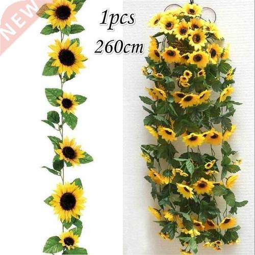 1pcs 260cm Artificial Yellow Sunflower Garland Flower Vine W
