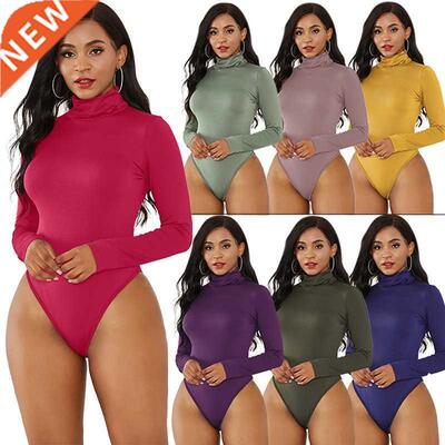10Color Long Sleeve High Neck Jumpsuits Women Fit All-in-one