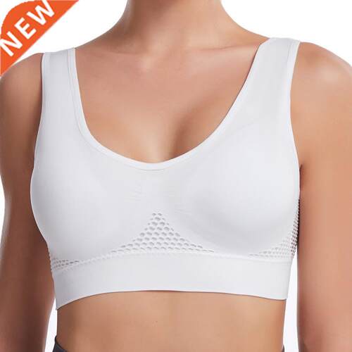 S-7XL Sports Wireless Bra Breathable Hollow Out Mesh Women B