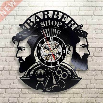 Barber Shop Wall Clock Modern Barbershop Decoration Vinyl Re