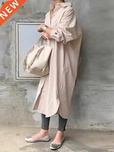 ZANZEA Women Autumn Sundress Elegant Long Shirt Dress Lapel
