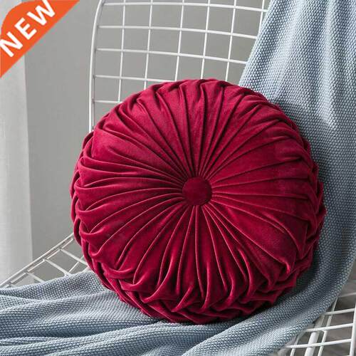 Velvet Pleated Round Floor Cushion Pillow Pouf Throw Home So
