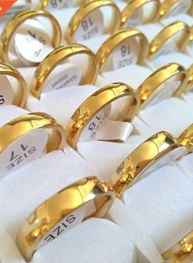 Bulk Lots 50PCS Gold 4mm Couple ndy Stainless Steel Band Rin