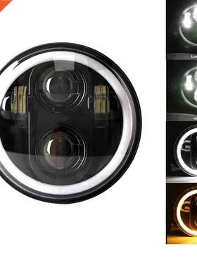 5.75 Inch Black Halo Angel Eyes LED Headlight For Harley Spo