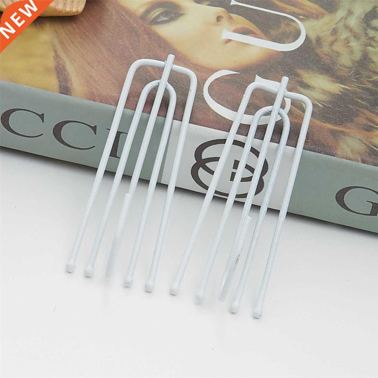 White 30pcs Four Fork Metal Anti-rust Curtain Tape Hook Curt