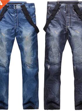 New 2022 style Jean Snowboard Pants Suspenders Denim Ski Pan