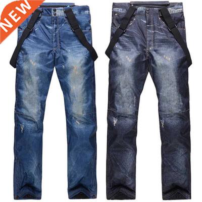 New 2022 style Jean Snowboard Pants Suspenders Denim Ski Pan