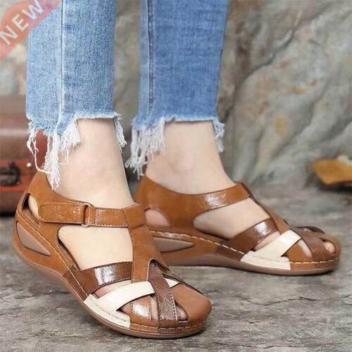 Female Slippers Round Toe Vintage Women Sandals Sewing Ladie