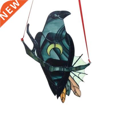Mysterious Crow Witch Ornament Stained Suncatcher Black Bird