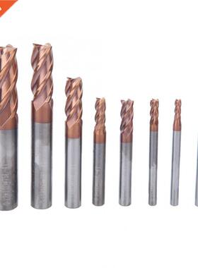 8 Pcs Tungsten Steel End Mill Bronze Composited Nano-Coated