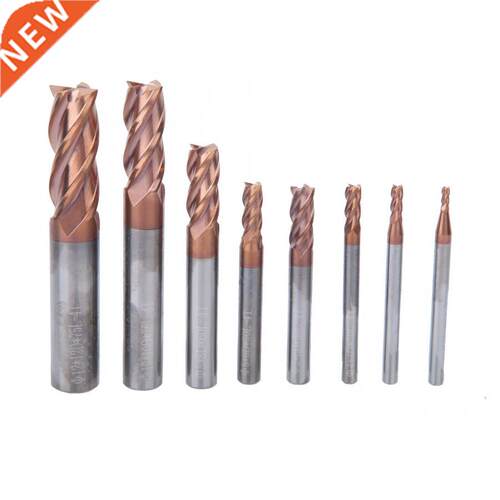 8 Pcs Tungsten Steel End Mill Bronze Composited Nano-Coated