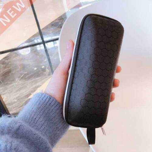 New Soft Leather Sunglasses Case Large Portable Simple Black
