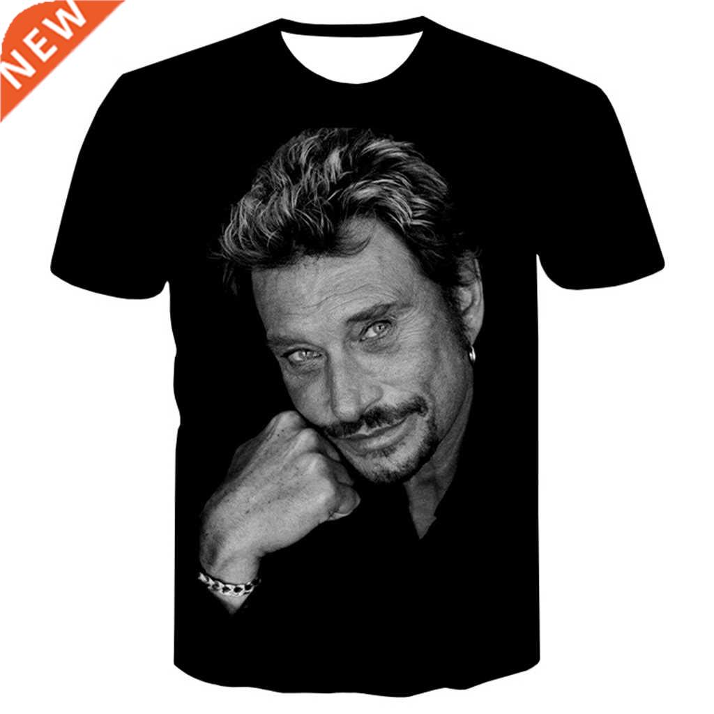 D Printed Johnny Hallyday T-shirt Unisex Summer Fashion Cas