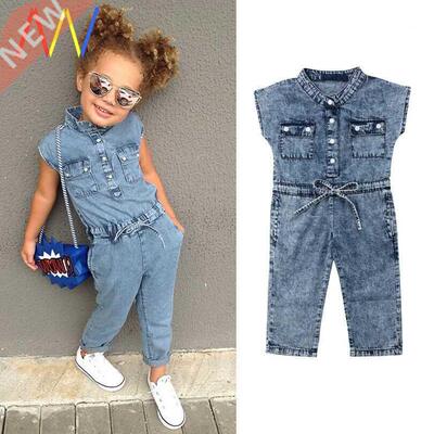 Kid Baby Girl Clothes jeans Jumpsuit Trousers Toddler Girls