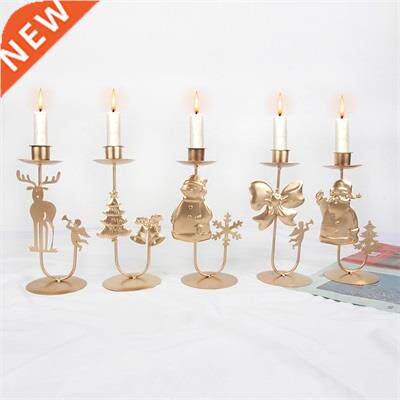 Christmas Party Gold Color Candlestick Creative Cute Santa