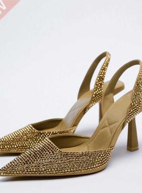 Fine Heeled Shoes Sandals Ladies Navy Blue Pumps Roman Style