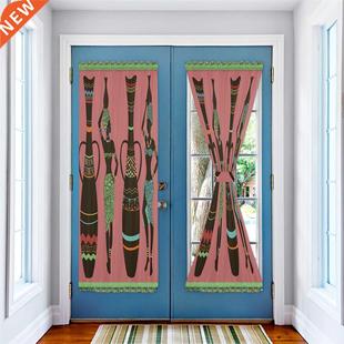 Vase African Woman Silhouette Door Curtains for Kitchen