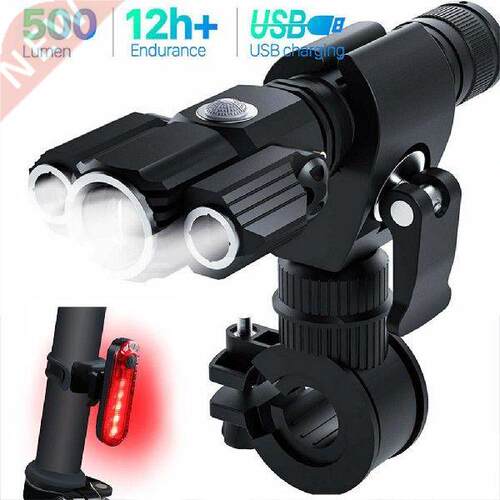Bike Headlight Taillight Set USB Rechargeable Bicycle