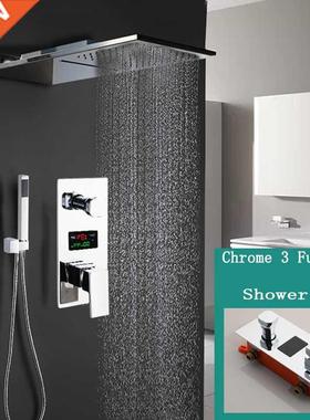 Blck Bthroom Shower Fucet Rinfll Shower Hed 2 & 3 Fun