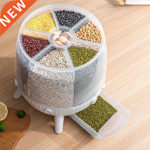 6-Grid Countertop Rice Cereal Dispenser Plastic